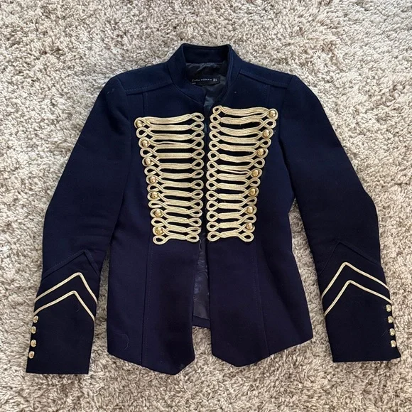 Zara Navy and Gold Military Jacket - Picture 1 of 3